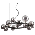 Ideal Lux - LED-Pendelleuchte an Stahlseil PERLAGE 14xG9/3W/230V Ø 85 cm schwarz/rauchschwarz